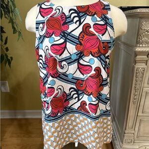 Ann Taylor Factory Sleeveless Floral Print Blouse Size S Colorful Tunic Top